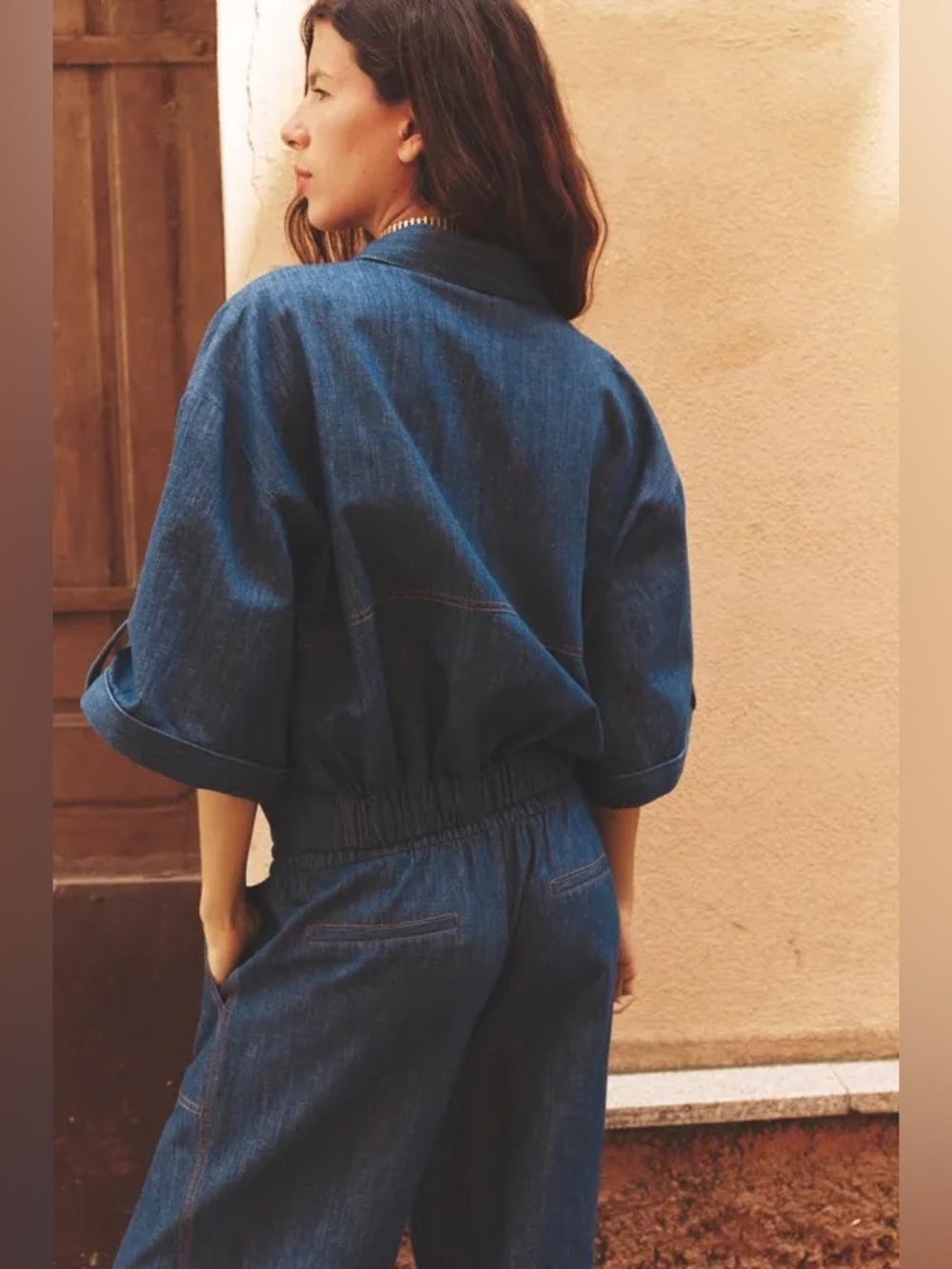 NWT: Zara Linen Blend Indigo- Jogger Pant in Sz : Large - Picture 4 of 7
